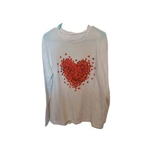 Target Valentines Day Long Sleeve Tee TShirt‎ White Red Hearts Size XXL